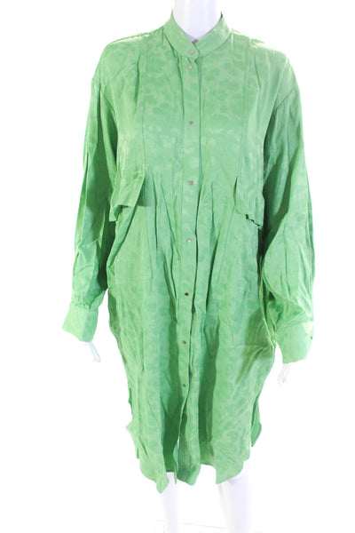 Roseanna Womens Woven Snap Front Long Sleeve Maxi Shirt Dress Green Size 38
