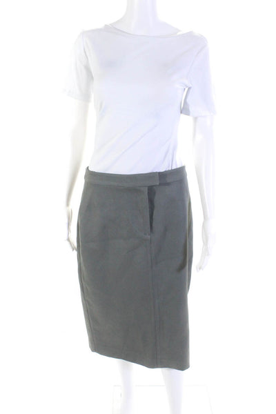 Reiss Womens Knee Length Pocket Zippered Side Slit Pencil Skirt Gray Size 8