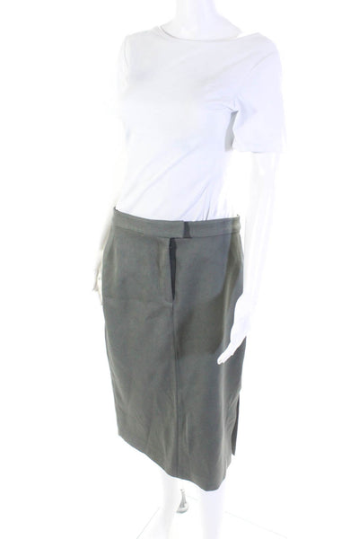 Reiss Womens Knee Length Pocket Zippered Side Slit Pencil Skirt Gray Size 8