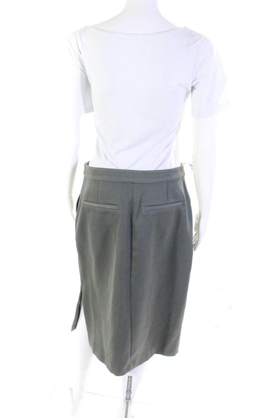 Reiss Womens Knee Length Pocket Zippered Side Slit Pencil Skirt Gray Size 8