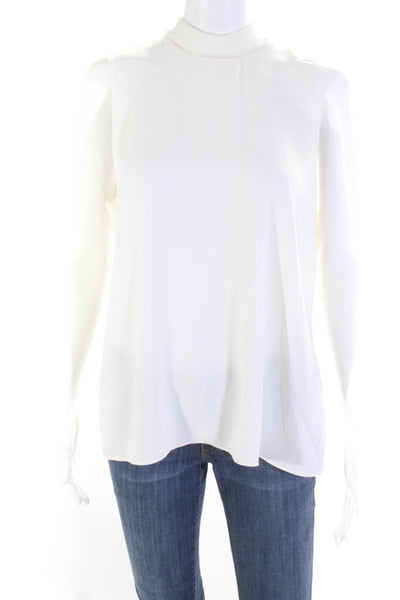 Reiss Womens Mock Neck Buttoned Back Sleeveless Tank Top Blouse White Size 10