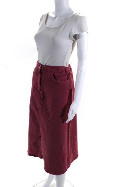 Sissa Women's Button Up Shirt Denim Midi Skirt Two Piece Set Pink Size 38