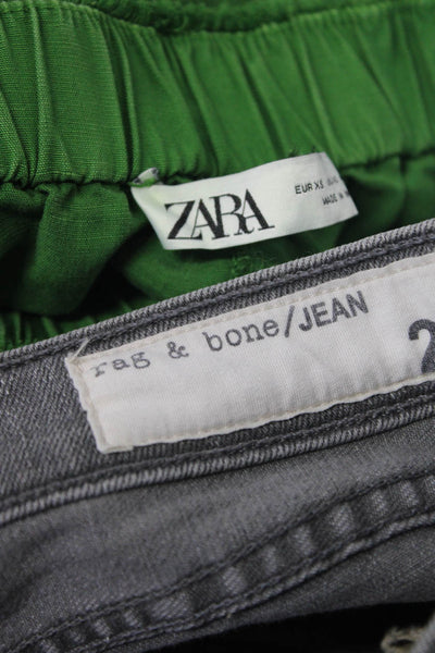 Rag & Bone Jean Zara Womens Fray Skinny Jeans Pants Gray Green Size 26 XS Lot 2