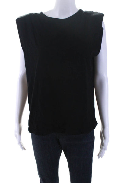 Velvet by Graham & Spencer Women's Padded Shoulder Crewneck Tee Black Size M