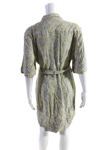 Equipment Femme Womens Button Front Snakeskin Printed Dress Brown Green Size 10