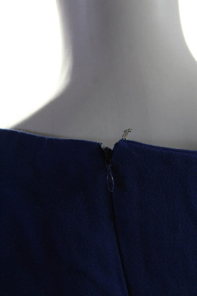 Reiss Womens Back Zip Short Sleeve Boat Neck Sheath Dress Blue Size 10