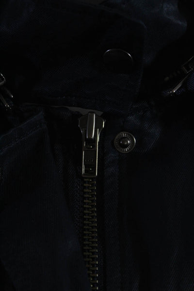 Joie Womens Long Sleeve Zip Up Pocket Front Hooded Jacket Blue Size Medium