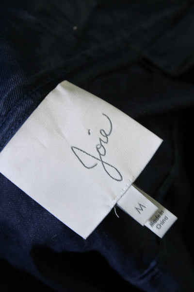 Joie Womens Long Sleeve Zip Up Pocket Front Hooded Jacket Blue Size Medium
