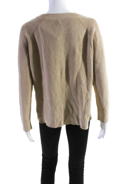 Rails Womens 3/4 Sleeve Three Button Crew Neck Sweater Brown Cotton Size Large
