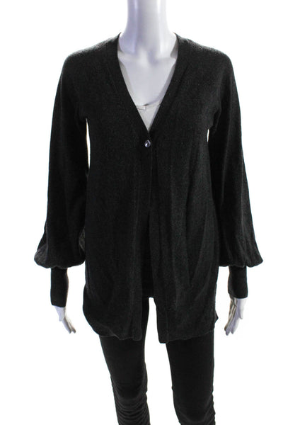 Autumn Cashmere Womens Cashmere Knit Button Up Cardigan Sweater Gray Size XS