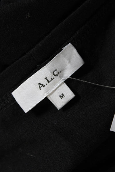 ALC Womens Long Sleeve Tie Back Twist Crop Top Blouse Black Size Medium
