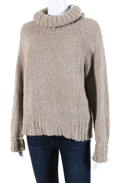 J Crew Womens Chunky Knit Oversize Turtleneck Pullover Sweater Beige Size Medium