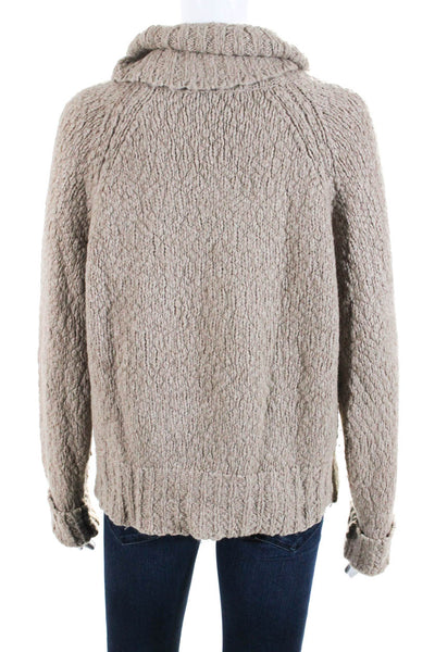 J Crew Womens Chunky Knit Oversize Turtleneck Pullover Sweater Beige Size Medium