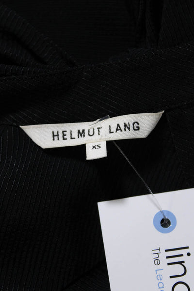 Helmut Lang Womens Split Back Raw Hem Sleeveless Button Up Top Blouse Black XS