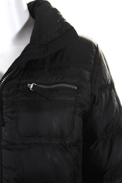 Fire + Ice Womens Long Sleeve Full Zip Quilted Light Puffer Jacket Black Size S