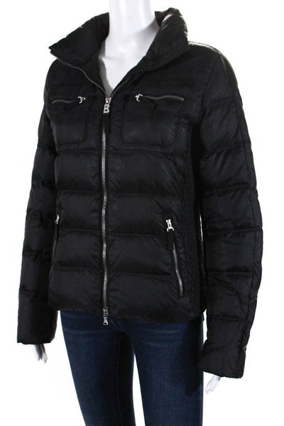 Fire + Ice Womens Long Sleeve Full Zip Quilted Light Puffer Jacket Black Size S