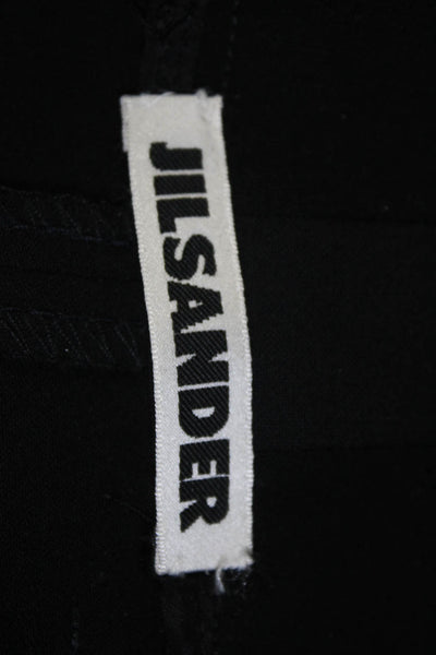 Jil Sander Womens Zipper Fly High Rise Pleated Trouser Pants Black Size IT 40