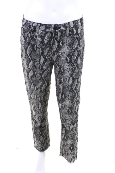 Paige Womens High Rise Snakeskin Print Hoxton Slim Cut Jeans Gray Size 28