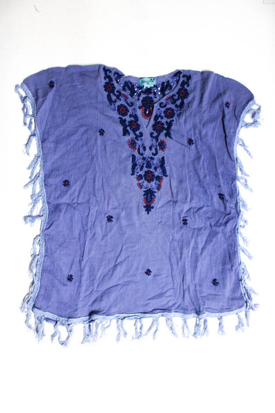 Letarte Cosimo Gentile Womens Tunic Blouse Button-Up Shirt Top Blue XS M Lot 2