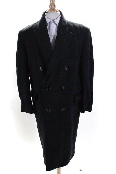 Guy Laroche Mens Doubel Breasted Pointed Lapel Long Coat Gray Wool Size Large