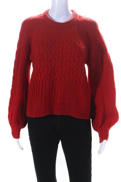 Madewell Womens Cable Knit High Neck Pullover Sweater Red Size Small