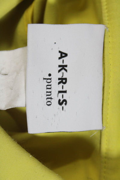 Akris Punto Women's Collared Button Front Sheath Dress Yellow Navy Size 10