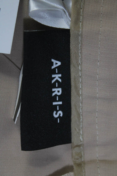 Akris Women's Mid Rise Pleated Straight Leg Dress Pants Beige Size 10