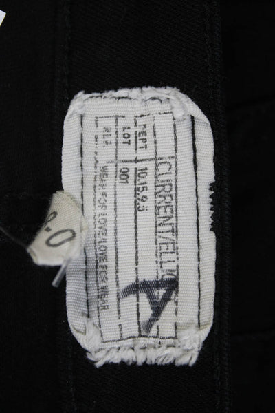 Current/Elliott Womens Cotton 5 Pocket Mid-Rise Straight Leg Jeans Black Size 28