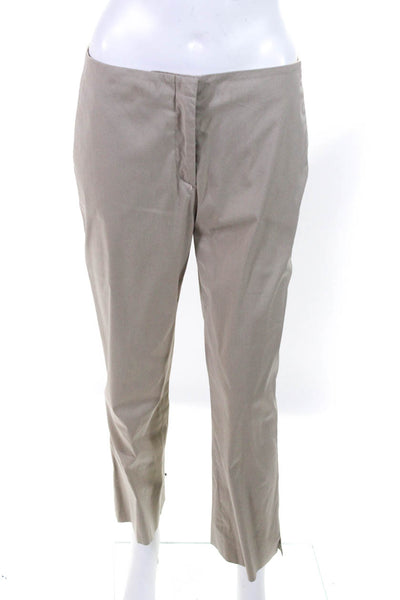 Prada Womens Flat Front Hook + Bar Closure Mid-Rise Pants Beige Size 42 M