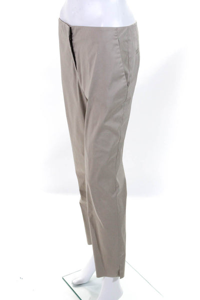 Prada Womens Flat Front Hook + Bar Closure Mid-Rise Pants Beige Size 42 M