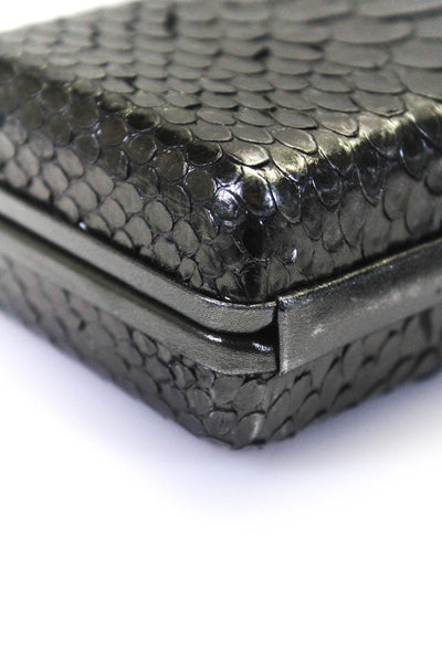 Oscar de la Renta Womens Animal Print Textured Hard Shell Clutch Bag Black