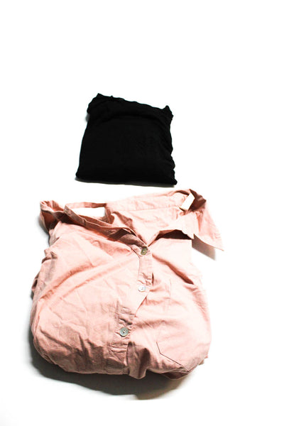 Elan Women's Button Down Shirt Turtleneck Pink Black Size M Lot 2
