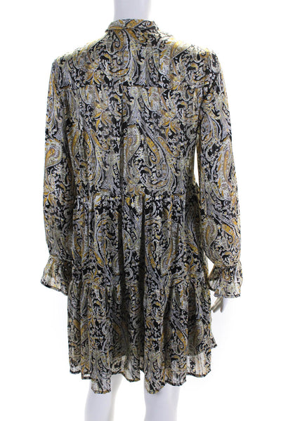 Elan Women's Paisley Print Long Sleeve A Line Mini Dress Multicolor Size M