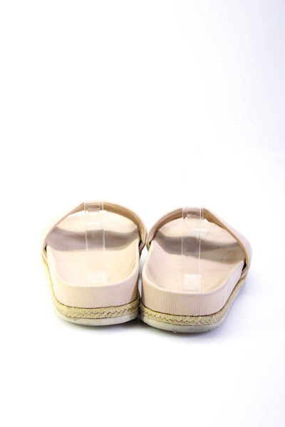 Vince Womens Open Toe Leather Espadrille Slides Sandals Beige Size 39.5 9.5