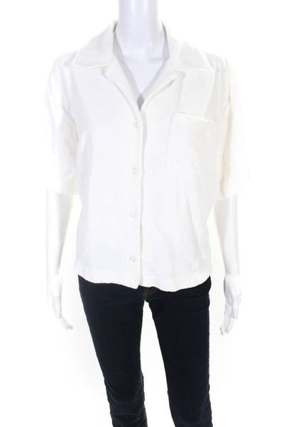 Stockholm Atelier & Other Stories Womens Cotton Crop Button Up Top White Size L