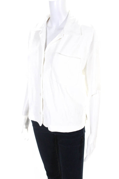 Stockholm Atelier & Other Stories Womens Cotton Crop Button Up Top White Size L