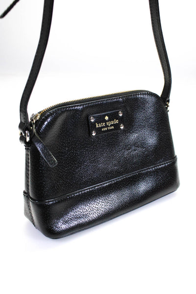 Kate Spade New York Womens Single Strap Zip Top Shoulder Handbag Black Leather