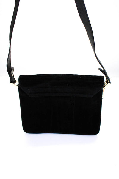 Massimo Dutti Womens Single Strap Quilted Flap Medium Shoulder Handbag Black
