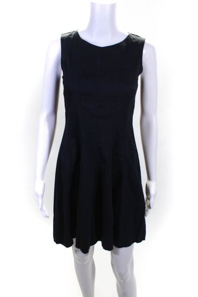 Theory Women's Linen Sleeveless A Line Mini Dress Dark Blue Size 00