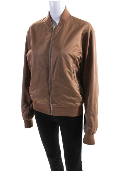 Farrow Womens Full Zipper Bomber Jacket Cocoa Brown Size Small