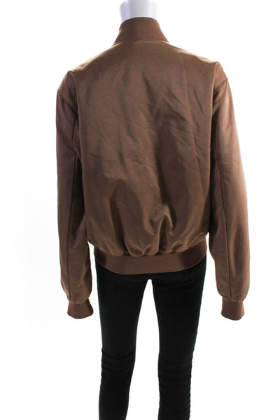 Farrow Womens Full Zipper Bomber Jacket Cocoa Brown Size Small