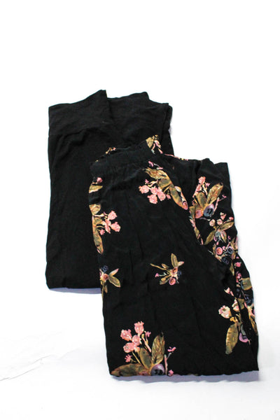 Farrow Standard James Perse Womens Floral Print Pants Black Size Medium 3 Lot 2