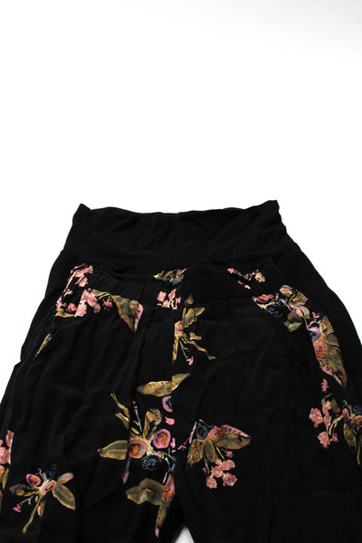 Farrow Standard James Perse Womens Floral Print Pants Black Size Medium 3 Lot 2