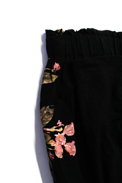 Farrow Standard James Perse Womens Floral Print Pants Black Size Medium 3 Lot 2