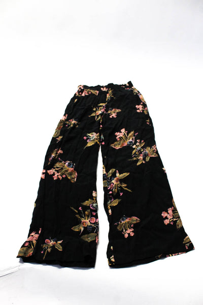 Farrow Standard James Perse Womens Floral Print Pants Black Size Medium 3 Lot 2