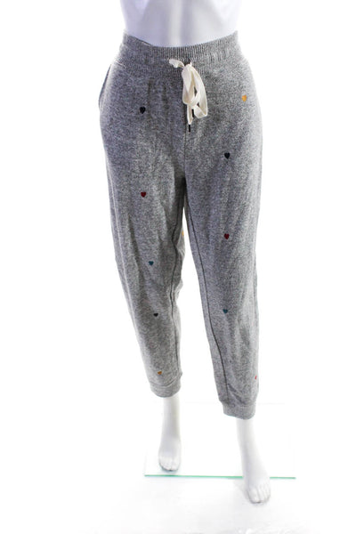 Rails Womens Heart Embroidered Drawstring Waist Jogger Sweatpants Gray Size L