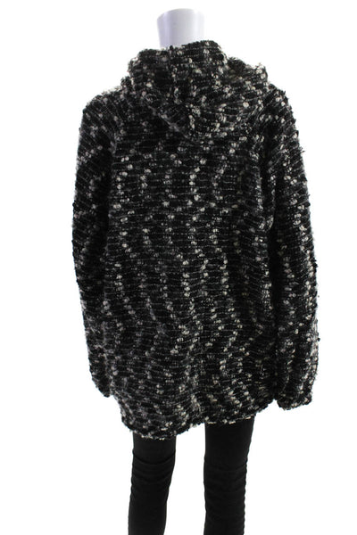Isabel Marant Women's Wool Leather Trim Hooded Full Zip Black Size 0
