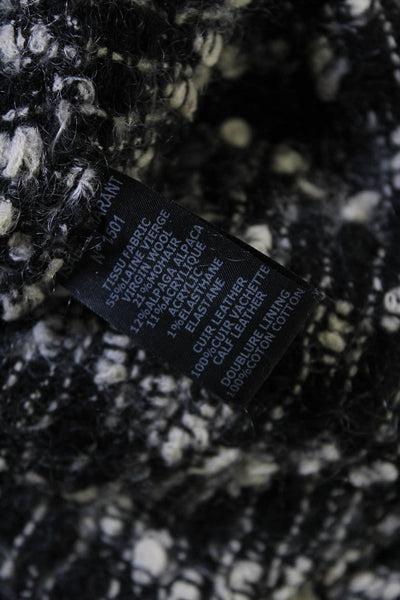 Isabel Marant Women's Wool Leather Trim Hooded Full Zip Black Size 0
