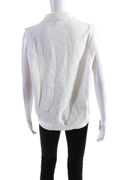 J. Mclaughlin Womens Collared V Neck Sleeveless Tank Top Vest White Size XL