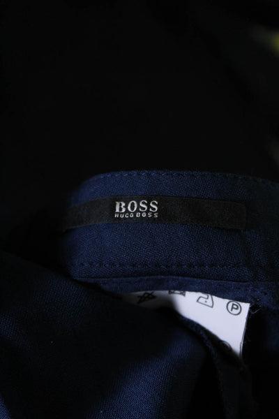 Boss Hugo Boss Womens High Rise Pleated Trouser Pants Blue Wool Size 10